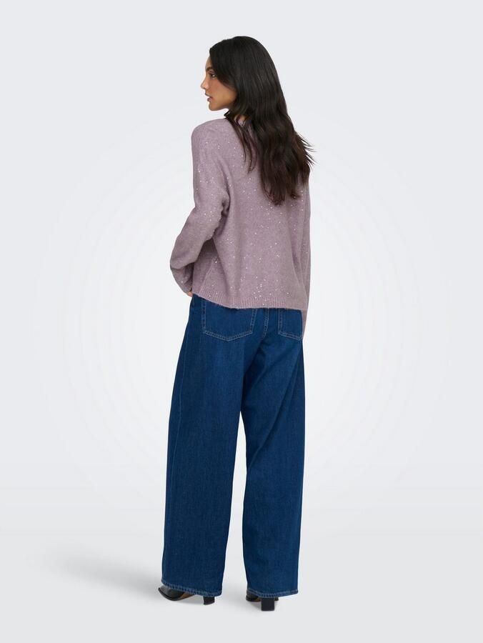 Only Gebreide trui ONLARIZONA LS SEQUINS V-NECK PUL KNT - Foto 3