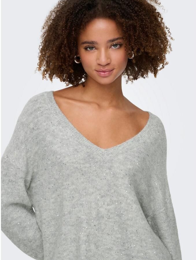 Only Gebreide trui ONLARIZONA LS SEQUINS V-NECK PUL KNT - Foto 2
