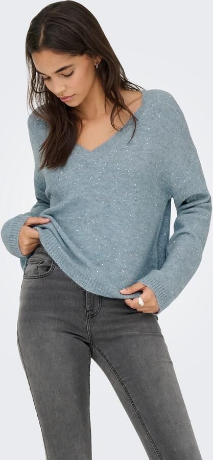 Only Gebreide trui ONLARIZONA LS SEQUINS V-NECK PUL KNT - Foto 6
