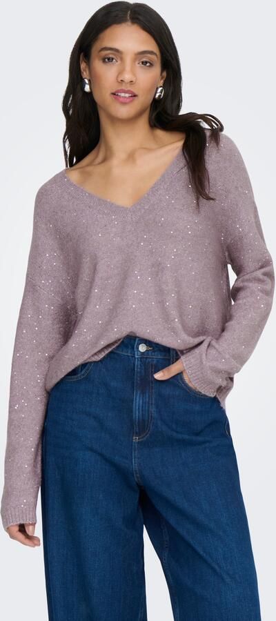 Only Gebreide trui ONLARIZONA LS SEQUINS V-NECK PUL KNT - Foto 5