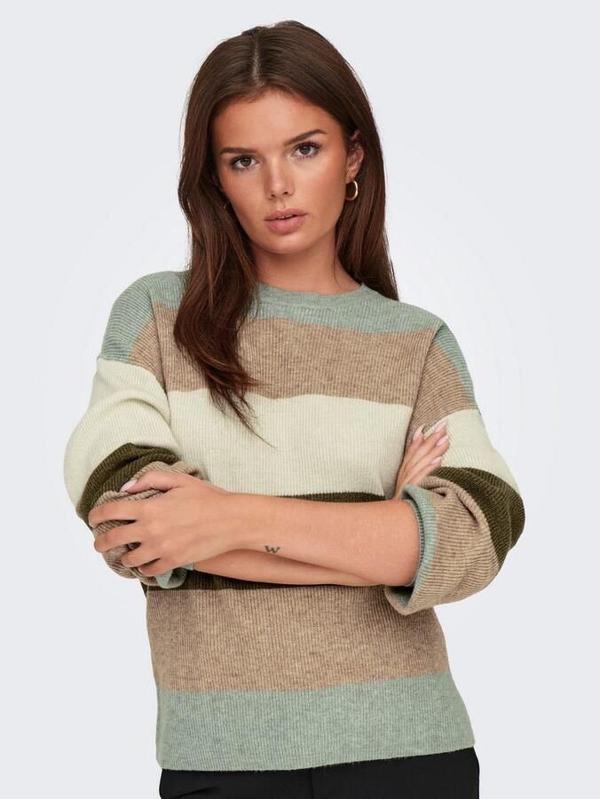 Only Comfort fit gebreide pullover met breed streepmotief en extra brede schouders modell 'ATIA' - Foto 3