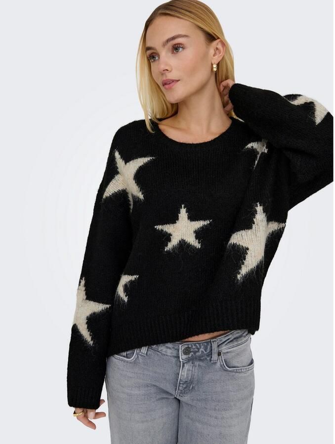 Only Gebreide trui ONLAZU LS STAR O-NECK KNT - Foto 2