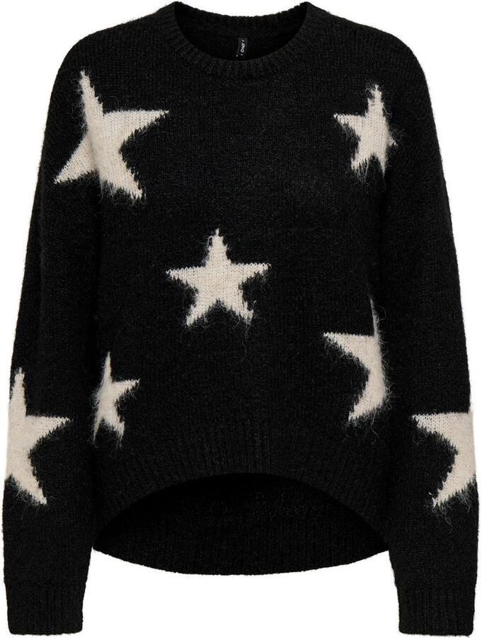 Only Gebreide trui ONLAZU LS STAR O-NECK KNT