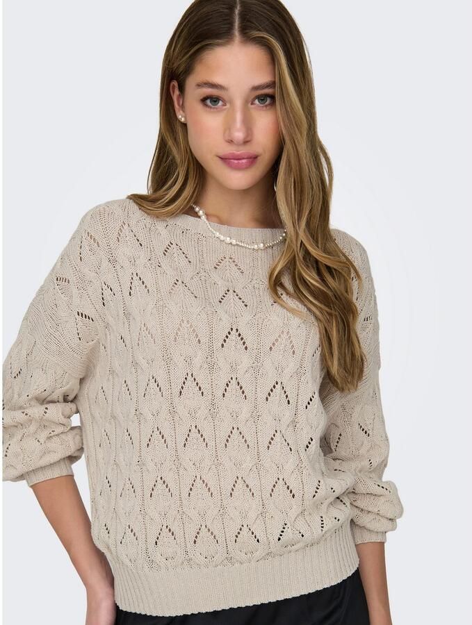Only Relaxed fit gebreide pullover met kabelpatroon model 'BRYNN' - Foto 4