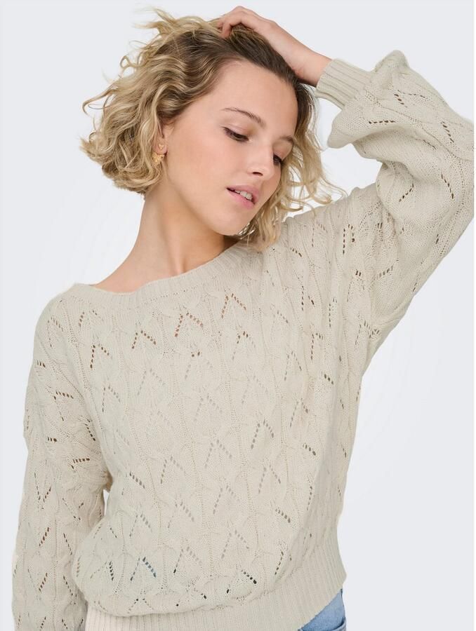 Only Relaxed fit gebreide pullover met kabelpatroon model 'BRYNN' - Foto 5