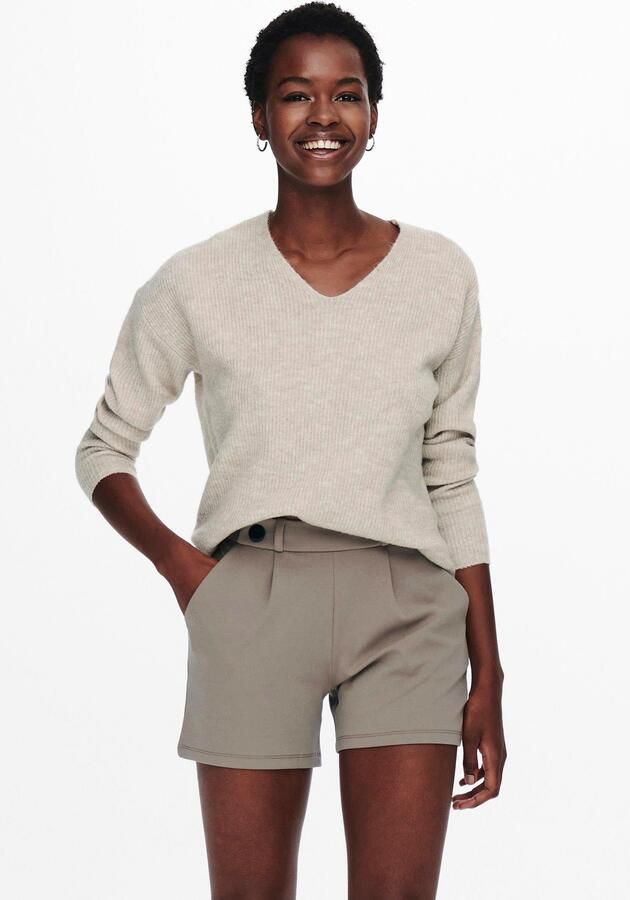 Only Onlcamilla V-Hals L S Pullover Knt: Pumice Stone MELANGE | Freewear Print Beige Dames - Foto 7