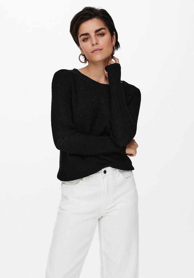 Only Zwart Gebreid Kledingstuk met Lange Mouwen en Ronde Hals Black Dames - Foto 13