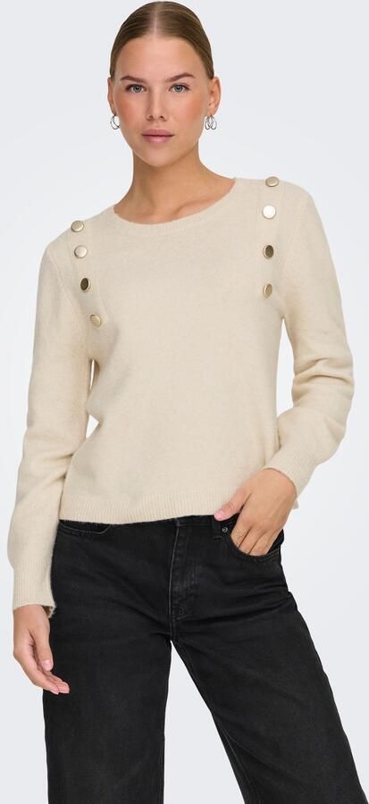 Only Gebreide trui ONLJEANETT LIFE LS BUTTON O-NECK CS KNT - Foto 7