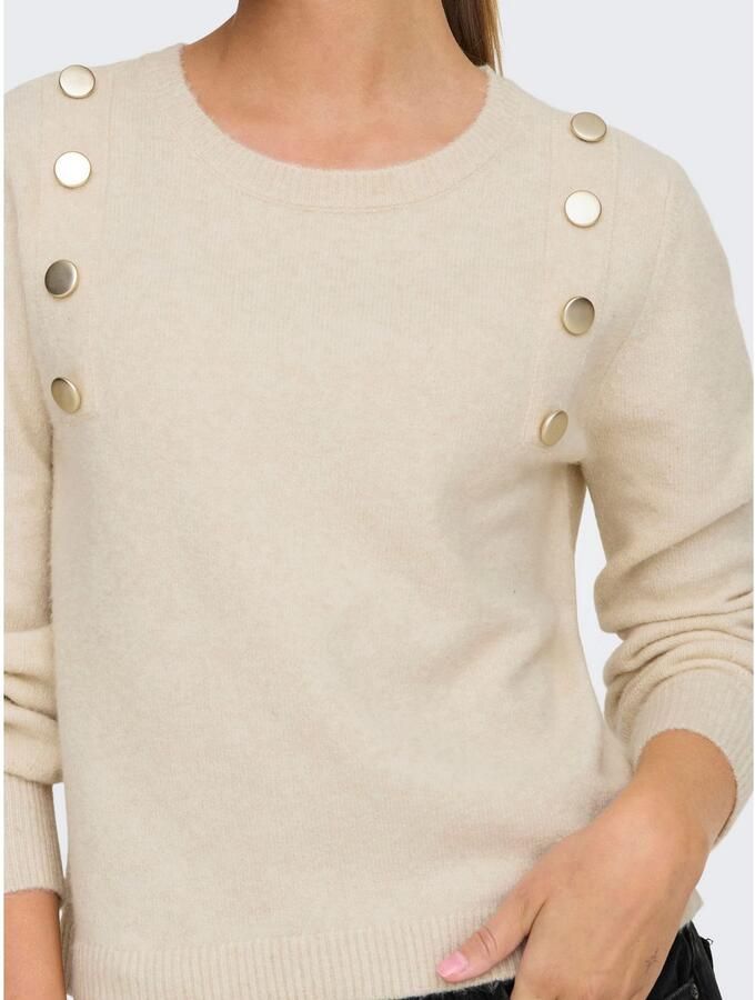 Only Gebreide trui ONLJEANETT LIFE LS BUTTON O-NECK CS KNT - Foto 3