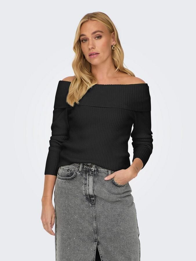 Only Slim fit gebreide pullover met off shoulder-mouwen model 'KATIA' - Foto 7