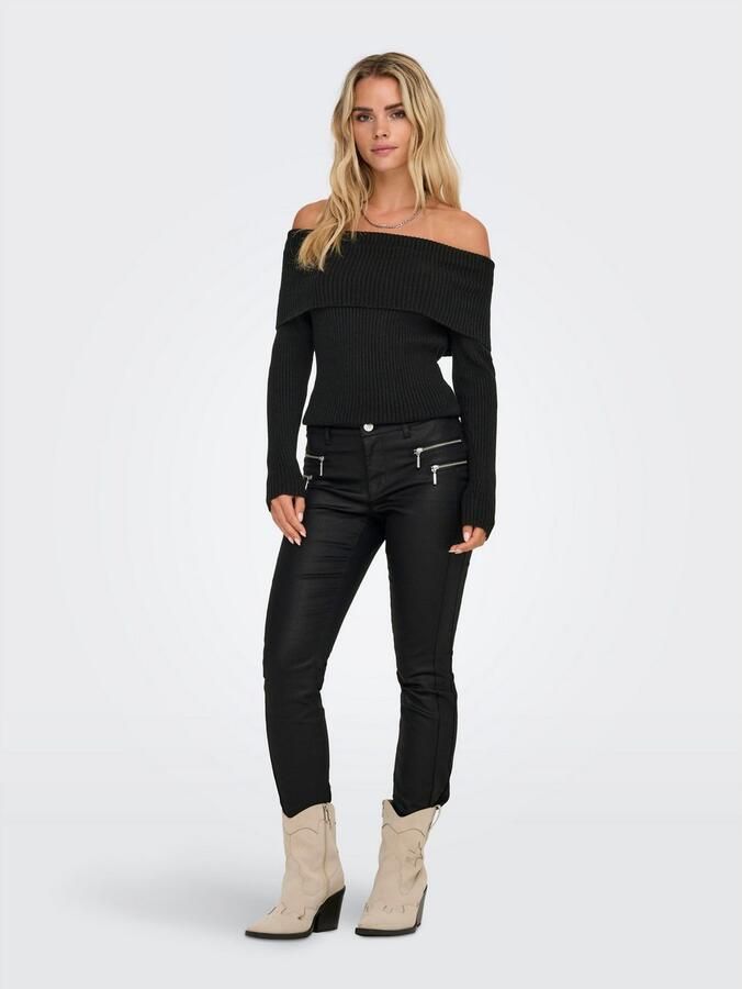 Only Slim fit gebreide pullover met off shoulder-mouwen model 'KATIA' - Foto 3