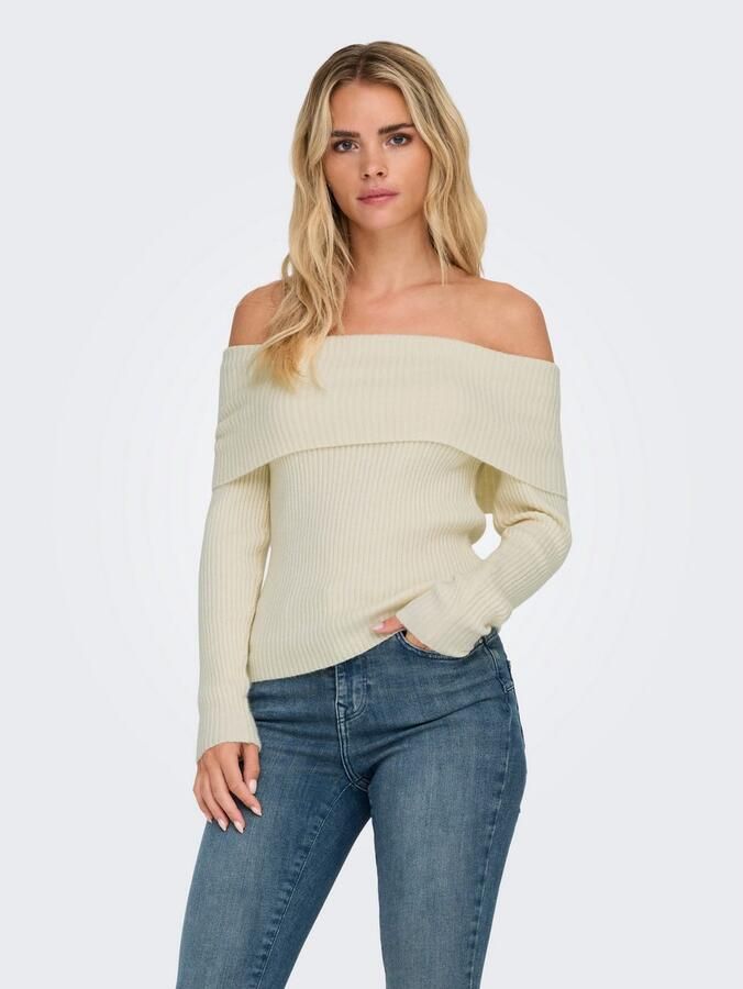 Only Slim fit gebreide pullover met off shoulder-mouwen model 'KATIA' - Foto 9