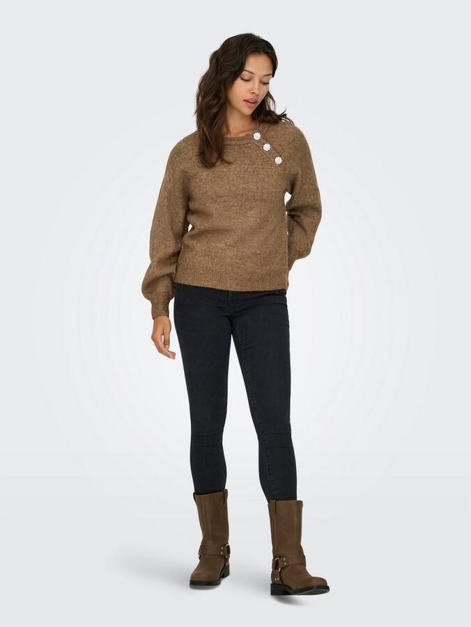 Only Gebreide trui ONLLAUREN LIFE LS O-NECK BUTTON KNT - Foto 2