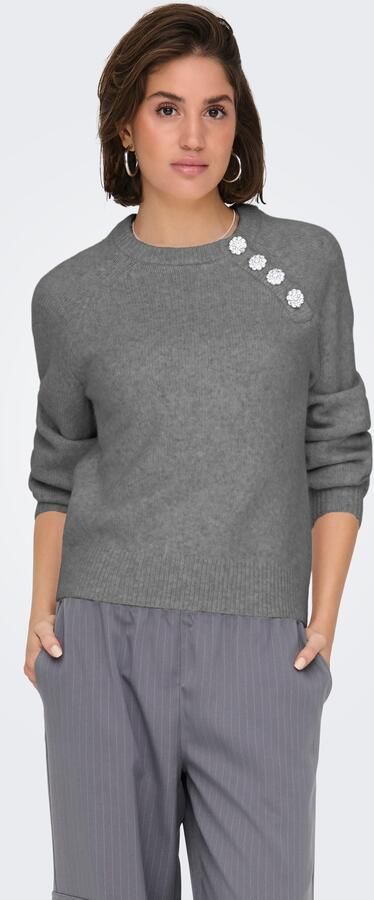 Only Gebreide trui ONLLAUREN LIFE LS O-NECK BUTTON KNT - Foto 3