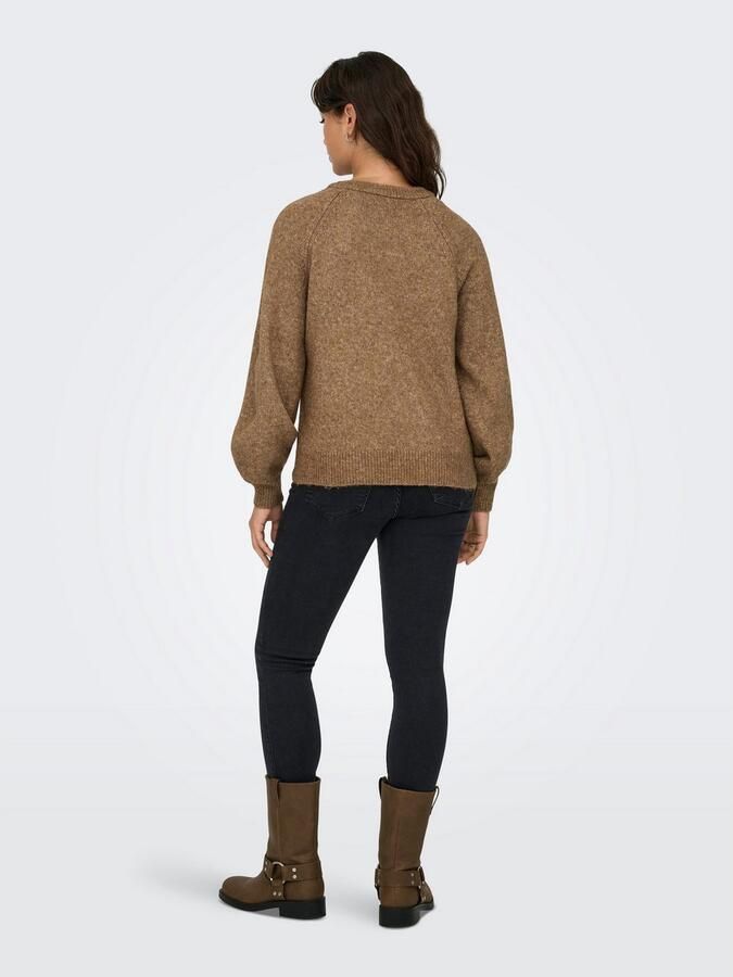 Only Gebreide trui ONLLAUREN LIFE LS O-NECK BUTTON KNT - Foto 3