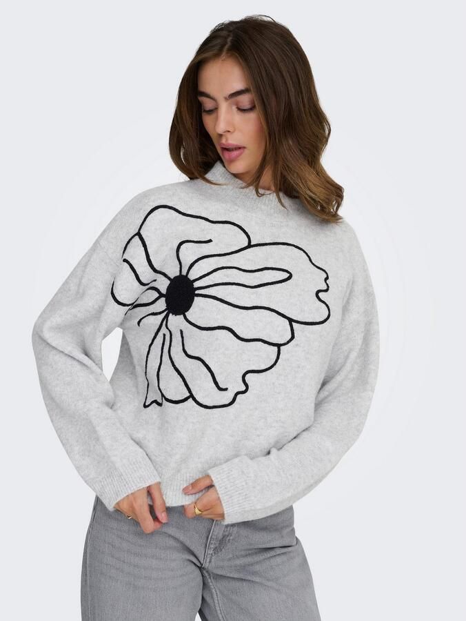 Only Gebreide trui ONLLOI LS HIGH NECK FLOWER PULL EX KNT - Foto 4