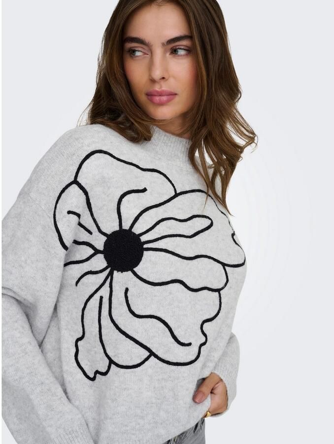 Only Gebreide trui ONLLOI LS HIGH NECK FLOWER PULL EX KNT - Foto 3