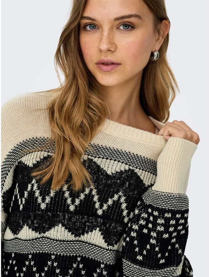 Only Gebreide trui ONLMELINE LS SEQUIN O-NECK KNT