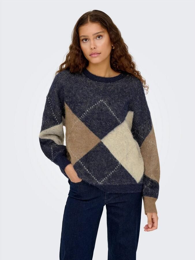 Only Gebreide trui ONLNOEME LIFE LS JQ O-NECK KNT - Foto 4