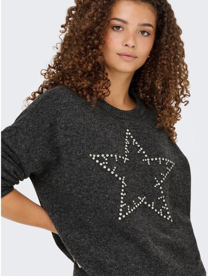 Only Gebreide trui ONLRENATA LS O-NECK BLING KNT - Foto 3