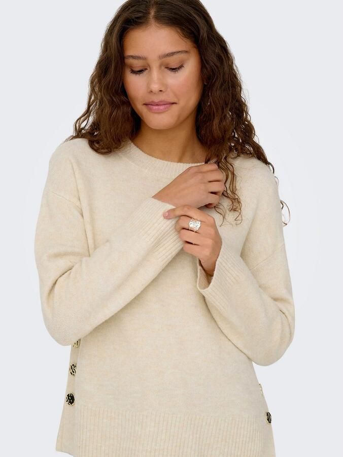 Only Gebreide trui ONLRENE LIFE LS BUTTON O-NECK CC KNT - Foto 2