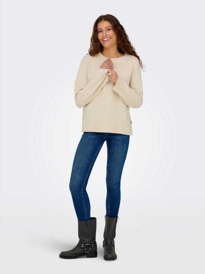 Only Gebreide trui ONLRENE LIFE LS BUTTON O-NECK CC KNT - Foto 3