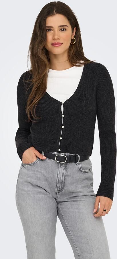 Only Gebreide trui ONLRICA LIFE LS VNECK PEARLCARD KNT - Foto 6