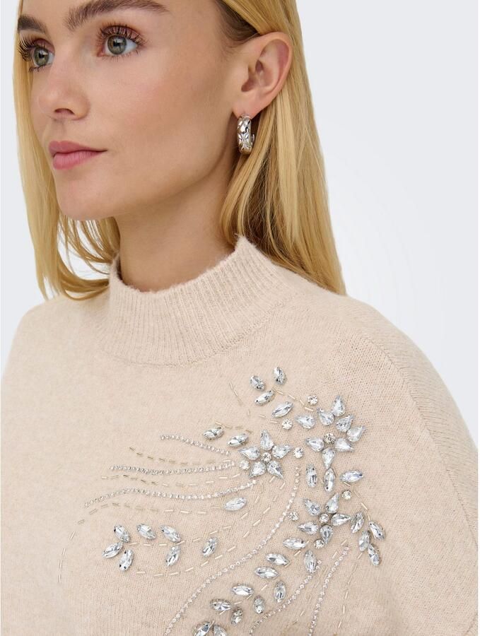 Only Gebreide trui ONLRIVA LS HIGH NECK EMB PULLOVER EX KNT