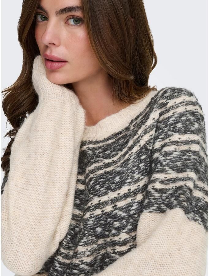 Only Gebreide trui ONLSIDONA LIFE LS JQ O-NECK KNT