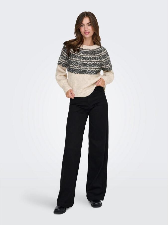 Only Gebreide trui ONLSIDONA LIFE LS JQ O-NECK KNT - Foto 4