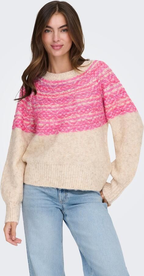 Only Gebreide trui ONLSIDONA LIFE LS JQ O-NECK KNT - Foto 6