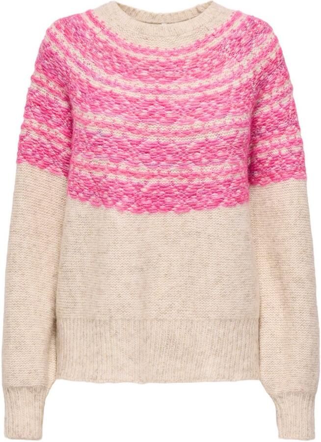 Only Gebreide trui ONLSIDONA LIFE LS JQ O-NECK KNT - Foto 5