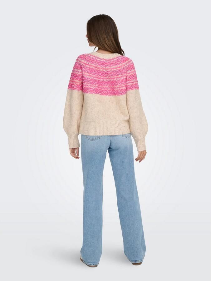 Only Gebreide trui ONLSIDONA LIFE LS JQ O-NECK KNT - Foto 3