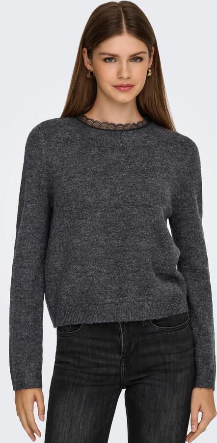 Only Gebreide trui ONLTAMMY LS LACE MIX O-NECK BF KNT - Foto 5