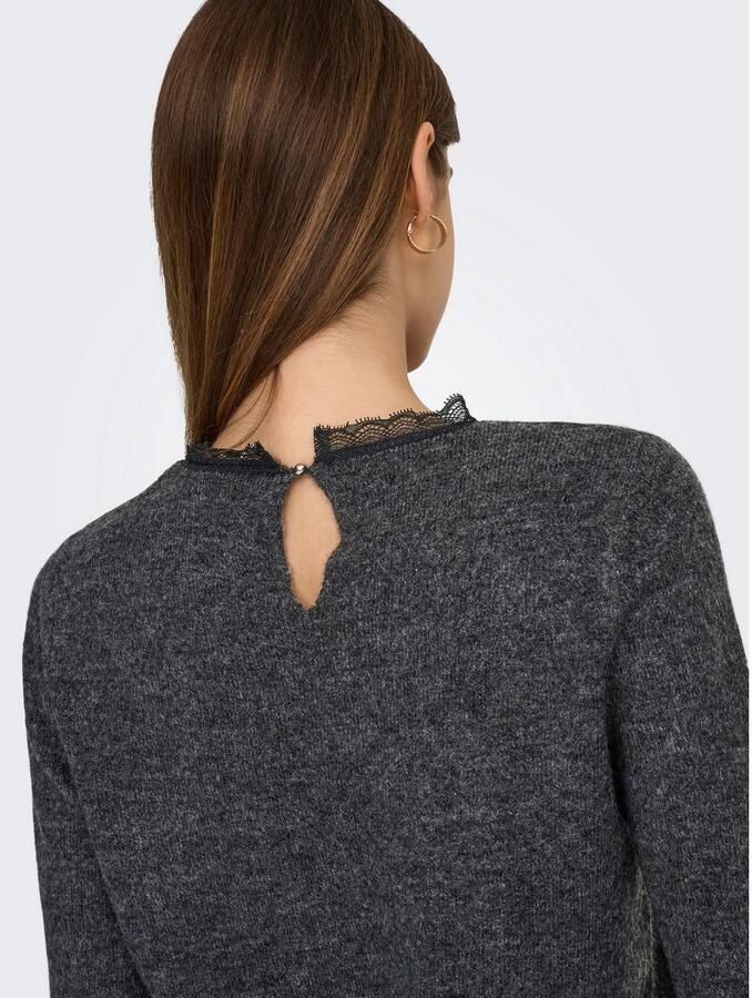 Only Gebreide trui ONLTAMMY LS LACE MIX O-NECK BF KNT - Foto 2