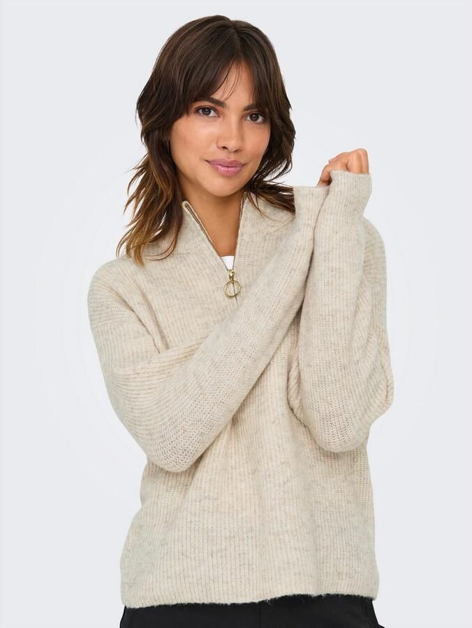 Only Gebreide trui ONLTOKYO SOLID L S ZIP PULLOVER KNT NOOS - Foto 4