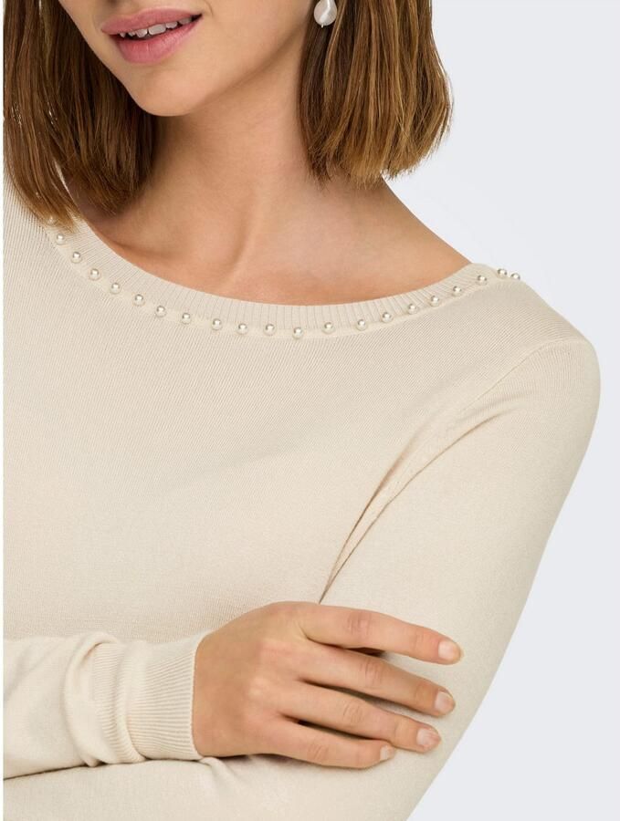 Only Gebreide trui ONLVENICE – Gebreide trui met pareldetail en ronde hals