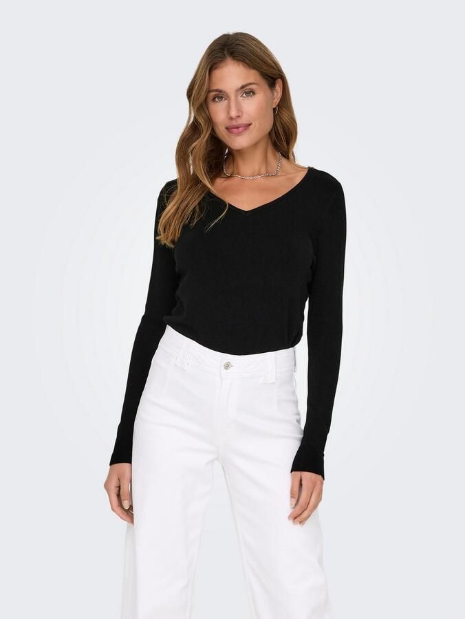 Only Gebreide trui ONLVENICE LIFE LS VNECK PULLOVER KNT NCA - Foto 2