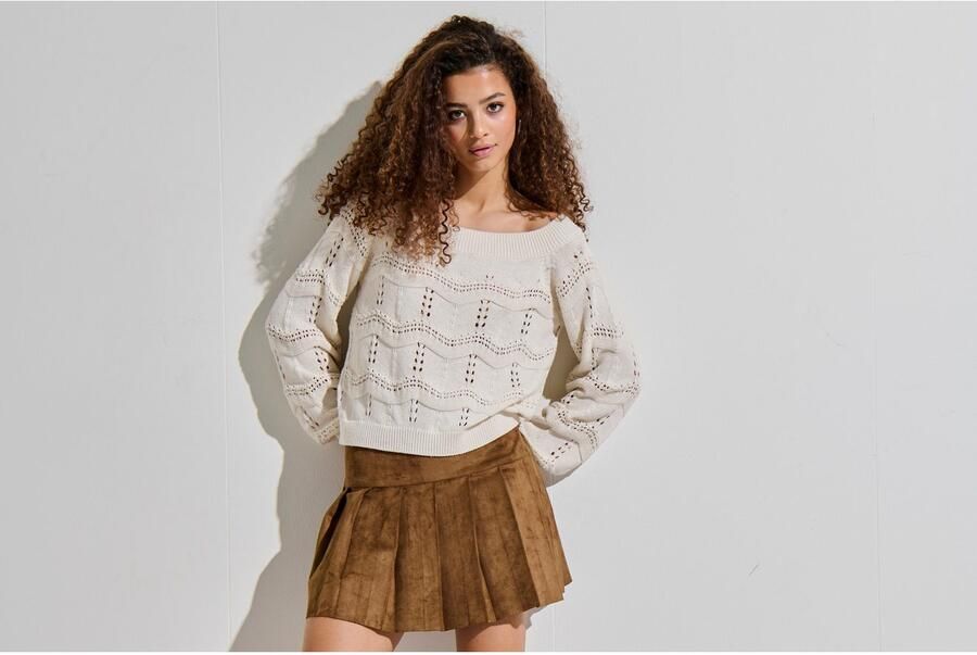 Only Korte gebreide pullover van katoenmix model 'VILDA LIFE' - Foto 5