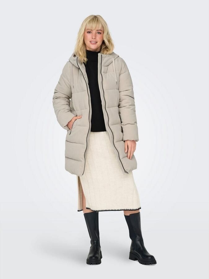 Only Regular fit gewatteerde lange jas van corduroy model 'DOLLY' - Foto 4