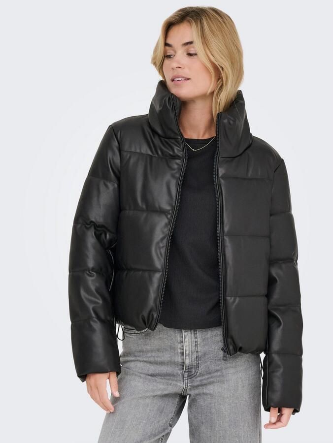 Only Gewatteerde jas ONLELSIE FAUX LEATHER PUFFER JKT CC OTW