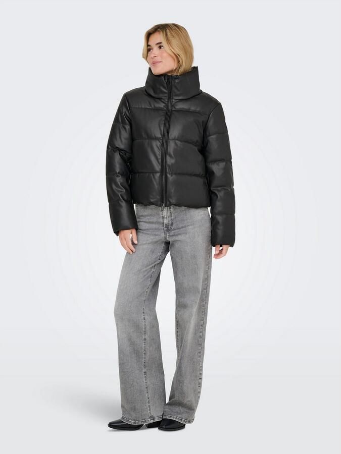 Only Gewatteerde jas ONLELSIE FAUX LEATHER PUFFER JKT CC OTW - Foto 4