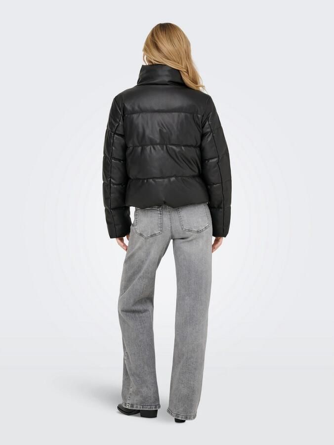 Only Gewatteerde jas ONLELSIE FAUX LEATHER PUFFER JKT CC OTW - Foto 3