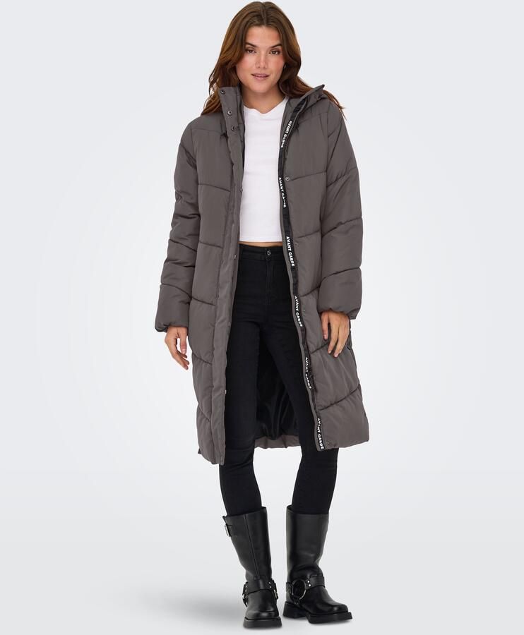 Only Relaxed fit gewatteerde lange jas met capuchon model 'MAGGI LIFE' - Foto 3