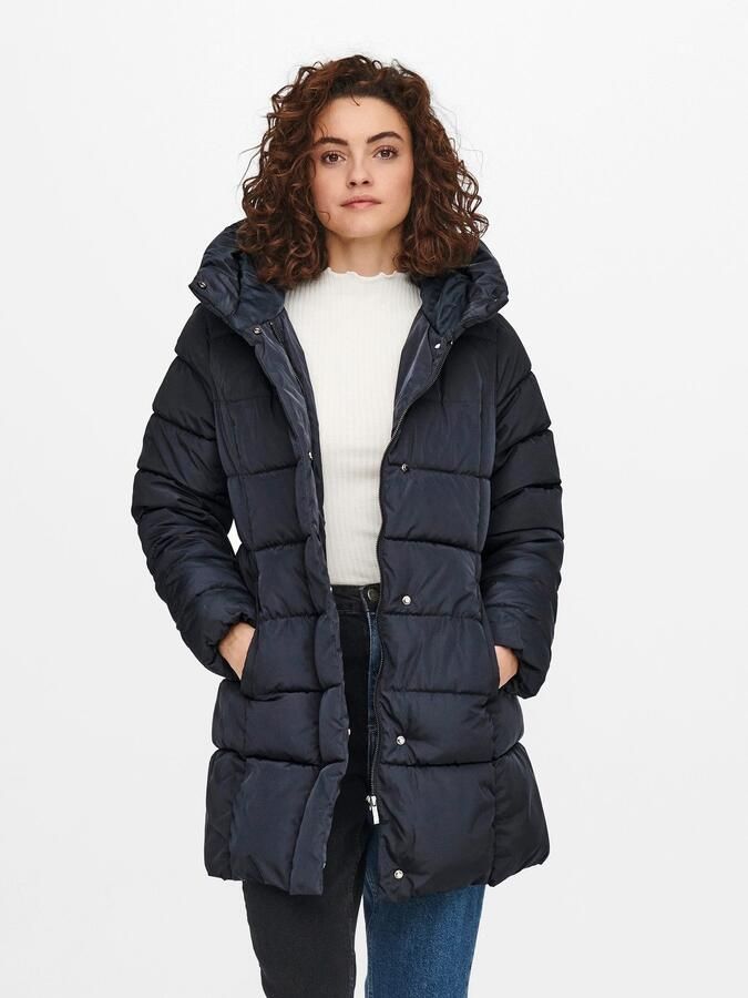 Only Doorgestikte jas ONLNEWLINA PUFFER COAT OTW met een grote capuchon - Foto 5