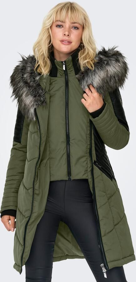 Only Gewatteerde jas ONLNEWLINETTE FUR HOOD COAT OTW - Foto 4