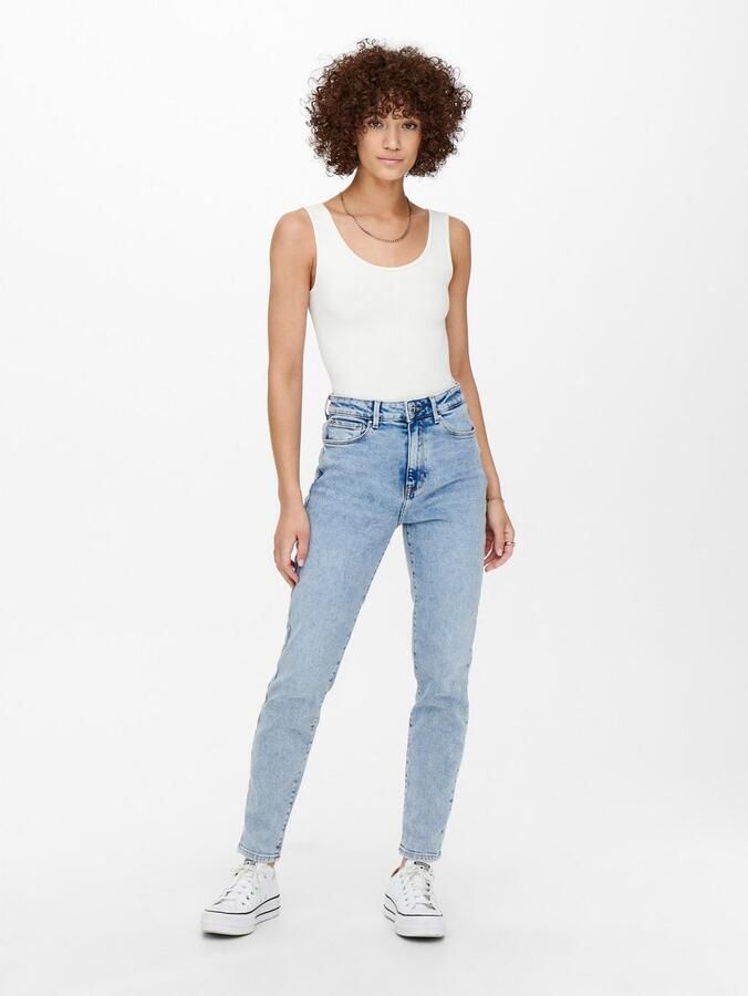Only High-waist jeans ONLEMILY – Enkeljeans met hoge taille en rechte snit lichte wasbeurt voor een vervaagde en lichtere denim-look - Foto 6