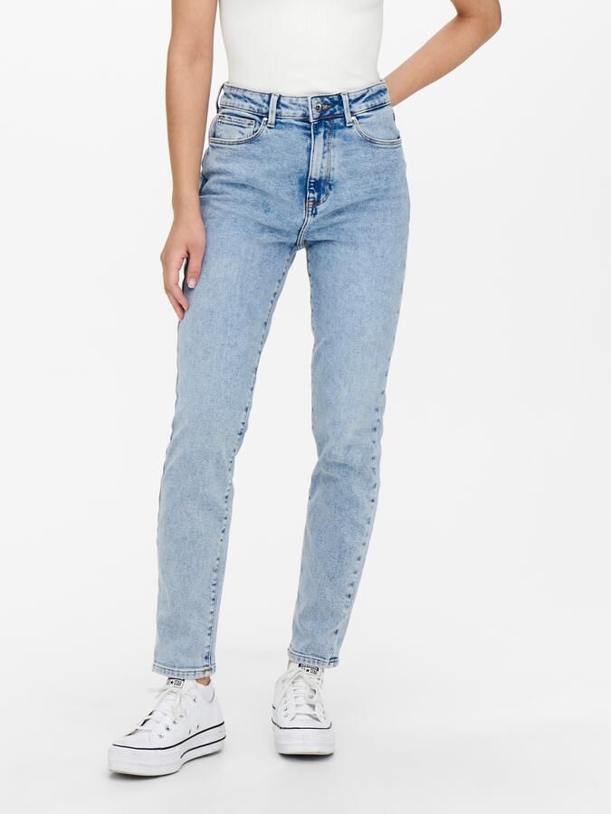 Only High-waist jeans ONLEMILY – Enkeljeans met hoge taille en rechte snit lichte wasbeurt voor een vervaagde en lichtere denim-look - Foto 8