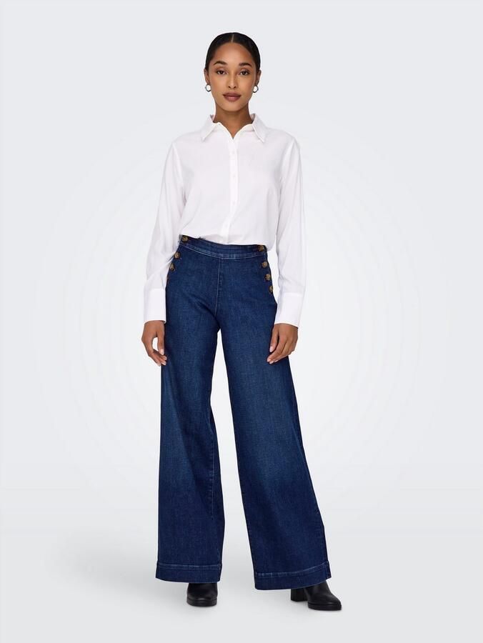 Only High-waist jeans ONLMADISON HW BUTTON WIDE DNM GEN533NOOS - Foto 4