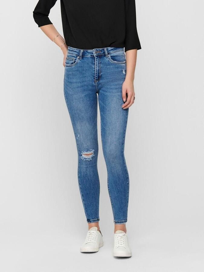 Only Blauwe effen damesjeans met rits- en knoopsluiting Blue Dames - Foto 7